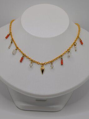 Orange evil eye Charm Necklace